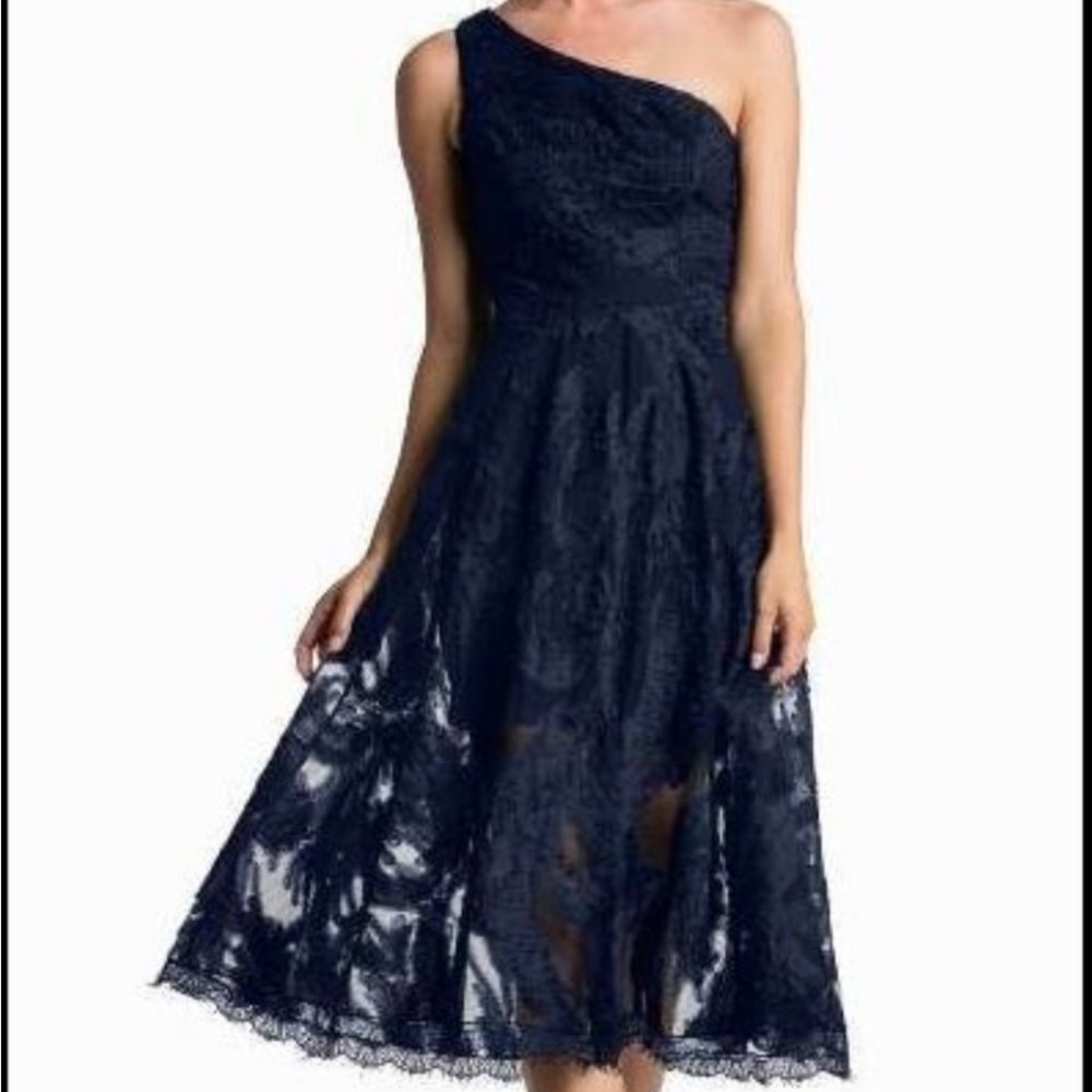 Dress The Population One Shoulder Rita Dress XL Navy Blue Event Wedding Cocktail